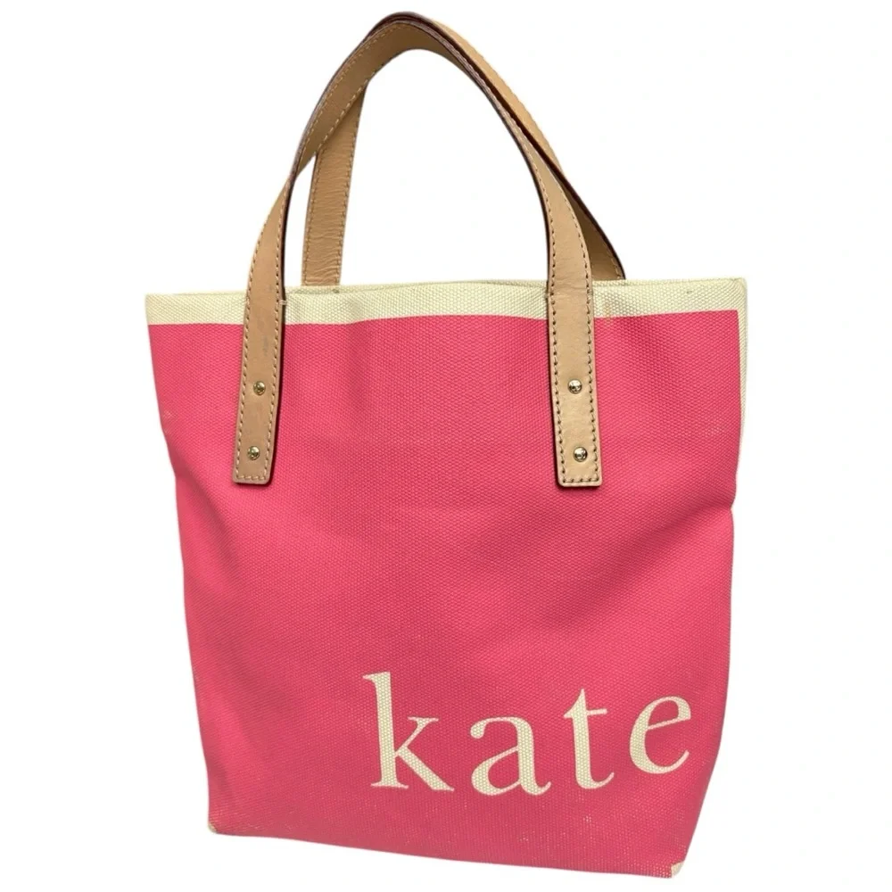 Kate Spade Vibrant Pink and Cream Canvas Tote - Picture 1 of 11